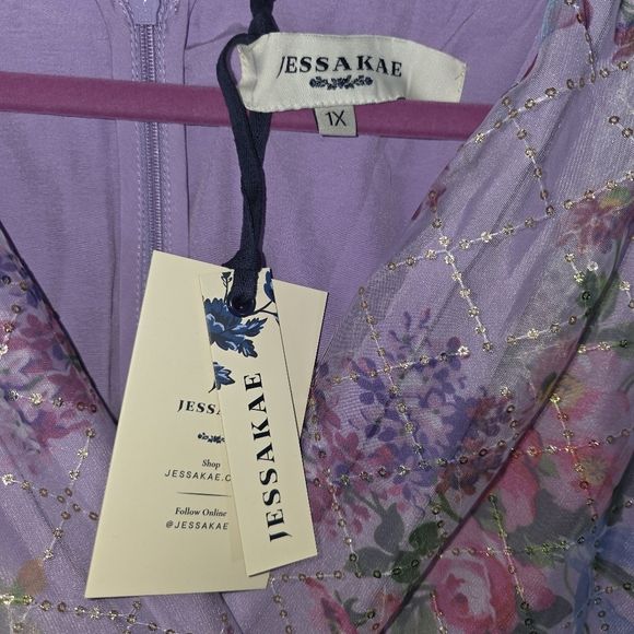 NWT JessaKae Gretel Dress - Size 1XL - Purple Lavender Floral Mini - Picture 4 of 9
